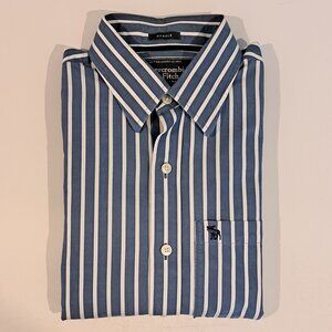 Abercrombie & Fitch Men's Small Muscle Fit Long Sleeve Button Down Striped Shirt